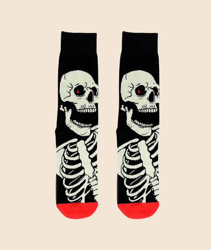 2 Pairs Fun/Horror Patterned Mid-Calf Socks, Suitable for Party and Daily Wear