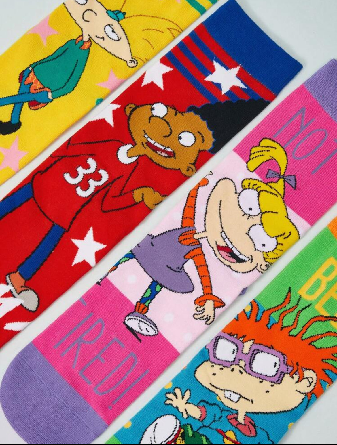 Nick 90s 2 pair Set 90s Asymmetrical Cartoon Graphic Crew Socks