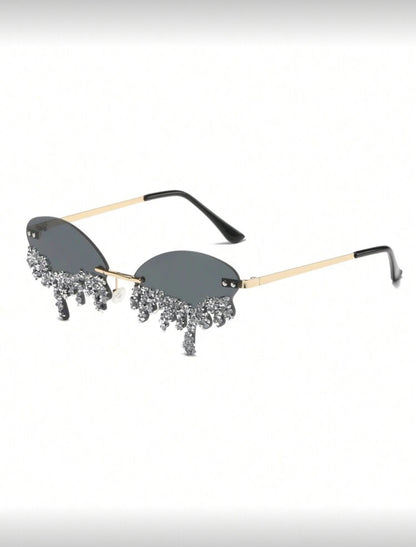 Rimless Rhinestone Party Fashion Glasses