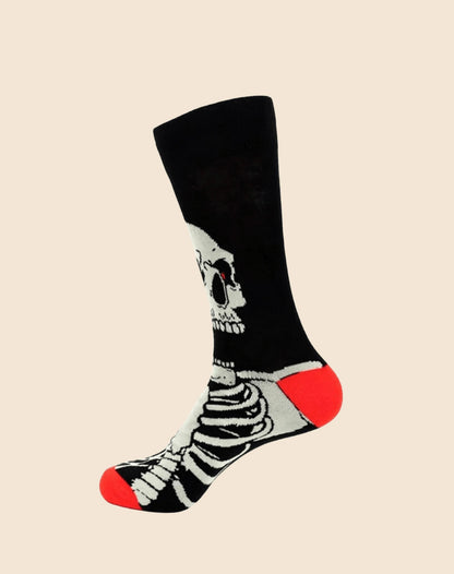 2 Pairs Fun/Horror Patterned Mid-Calf Socks, Suitable for Party and Daily Wear