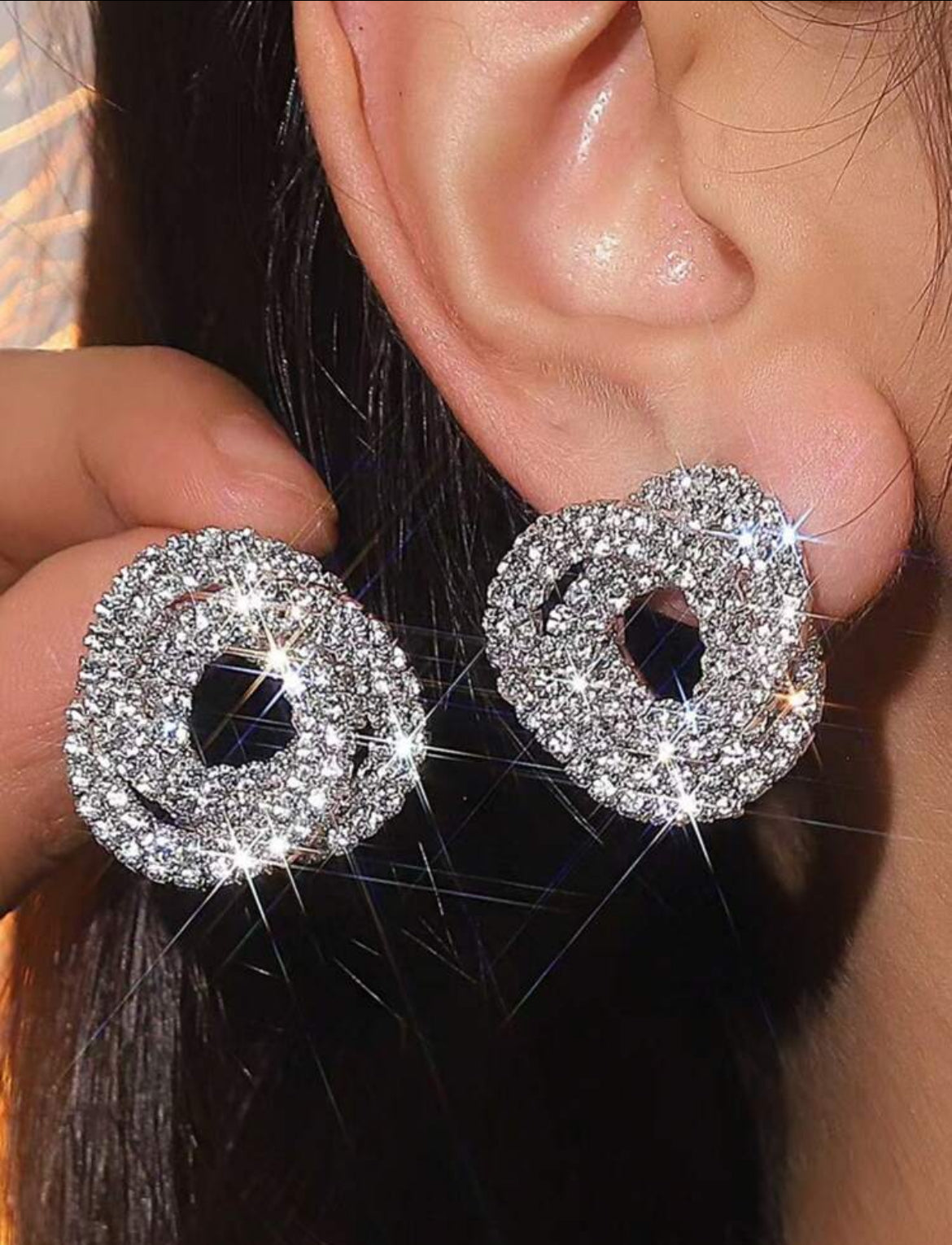 Wrapped Design Fully Rhinestoned Studded Earrings