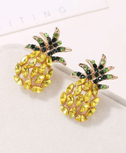 Pineapple Stud Rhinestone Earrings