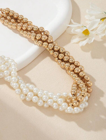 Vintage French Multi-Layer Beaded Choker Necklace