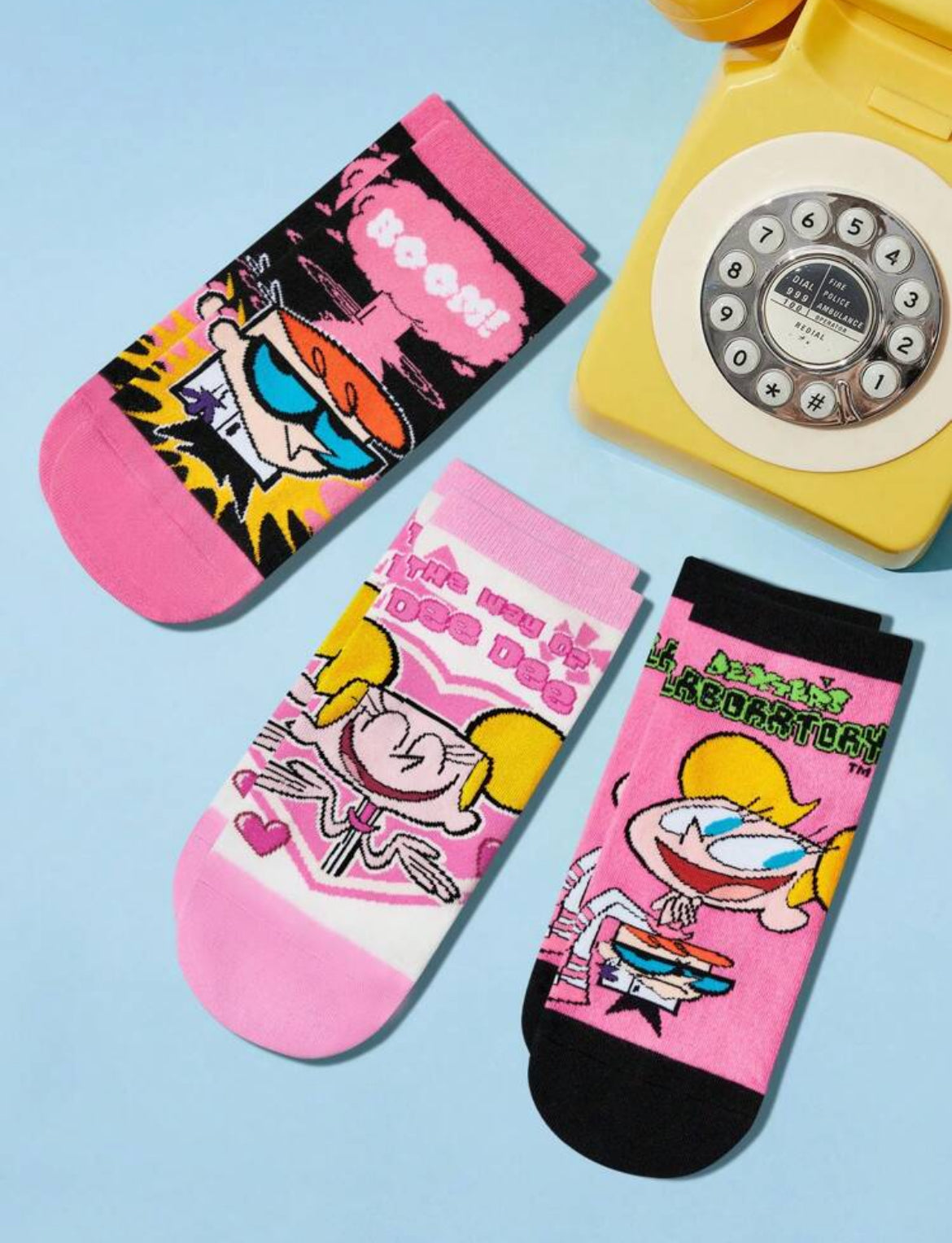 Dexter's Laboratory 3 Pairs Breathable Anti-Slip Cartoon Pattern Short Socks, Reinforced Heel, All Season Wear