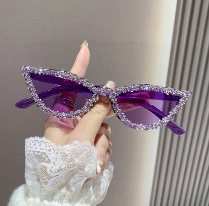 Bling Rhinestone Cat Eye Fashion Glasses/ Candy Color