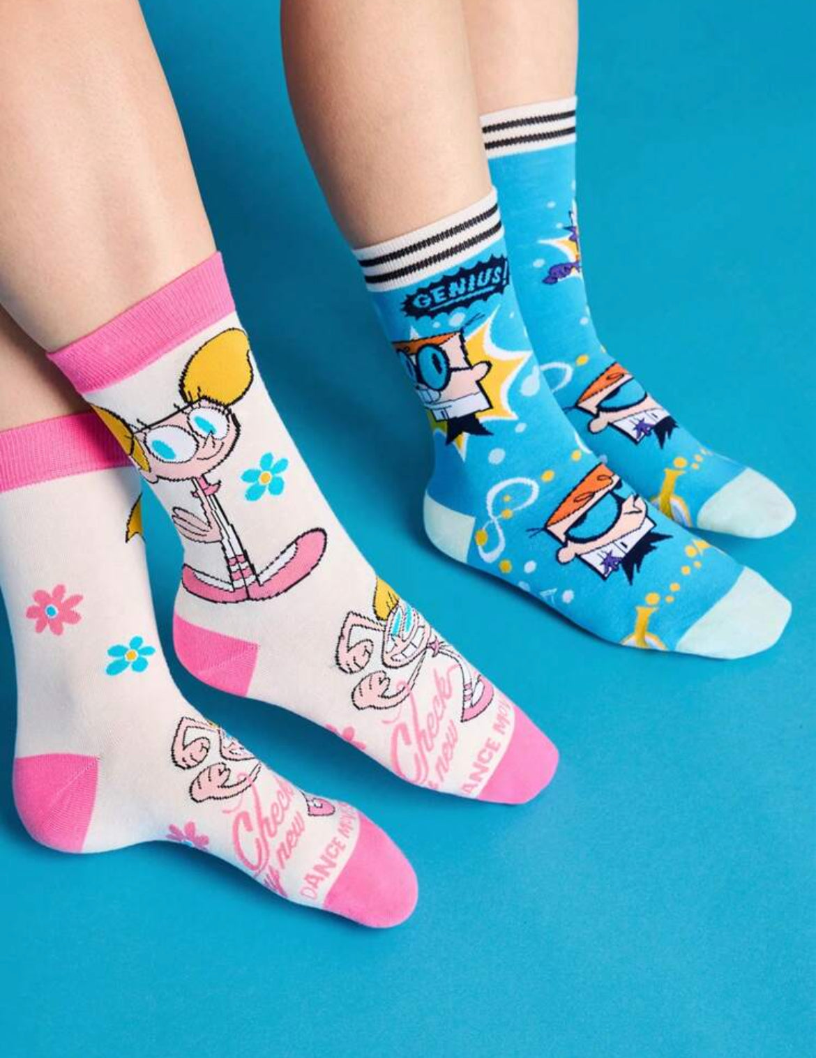 Dexter's Laboratory 2 Pairs Breathable Moisture Wicking Crew Socks, Cartoon Cute Pattern, Suitable For All Seasons