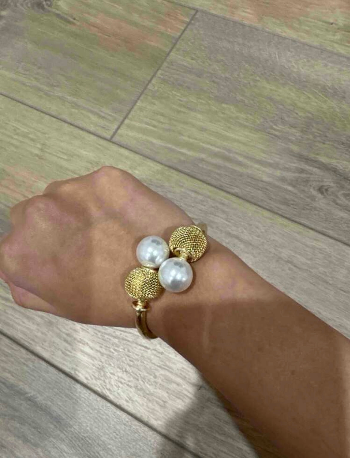 1pc Exaggerated Large Pearl Open Cuff Bracelet, Best Gift For Women, Summer Style