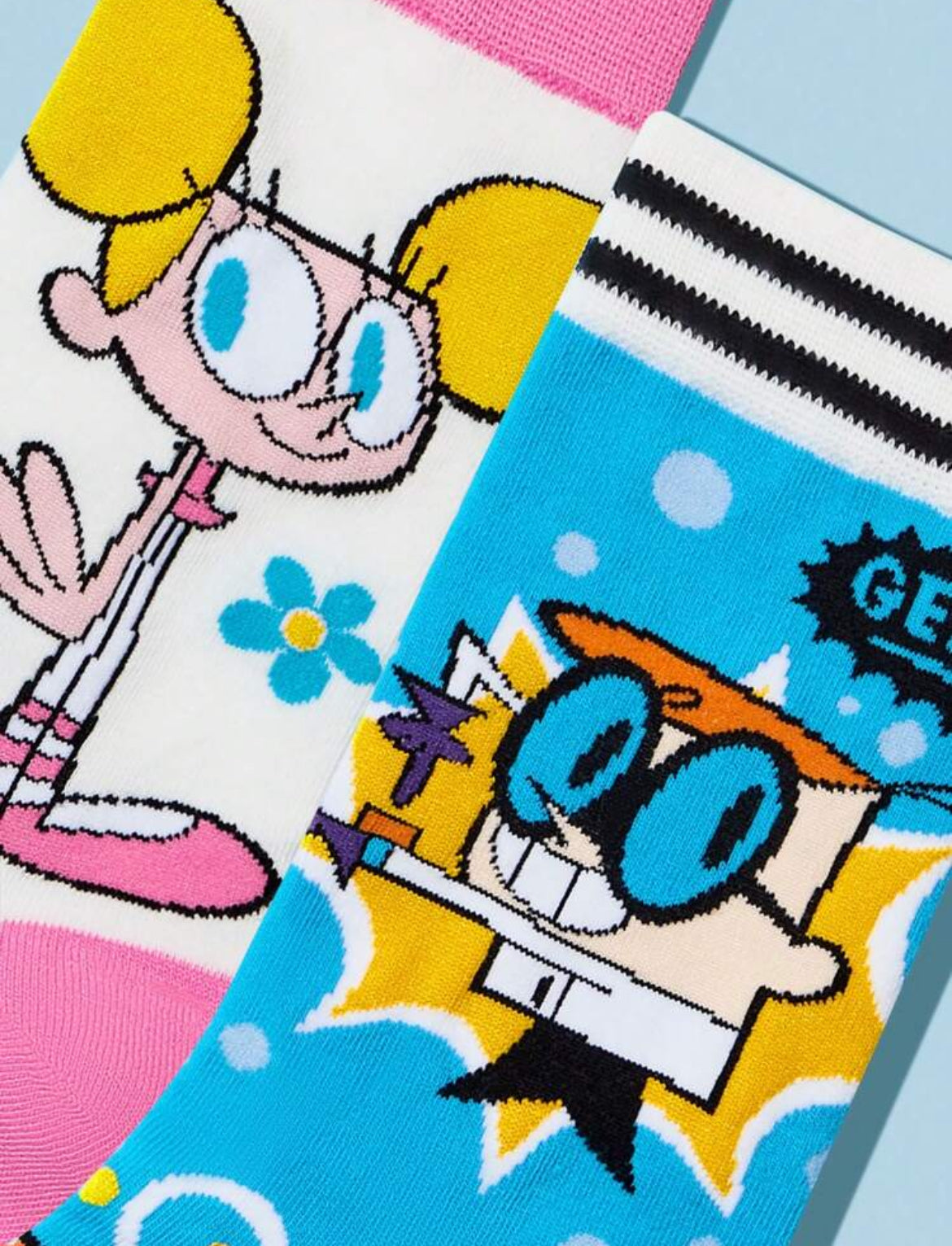 Dexter's Laboratory 2 Pairs Breathable Moisture Wicking Crew Socks, Cartoon Cute Pattern, Suitable For All Seasons