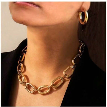 Exaggerated Punk Hip-Hop Geometric Hollow Clavicle Thick Chain Necklace