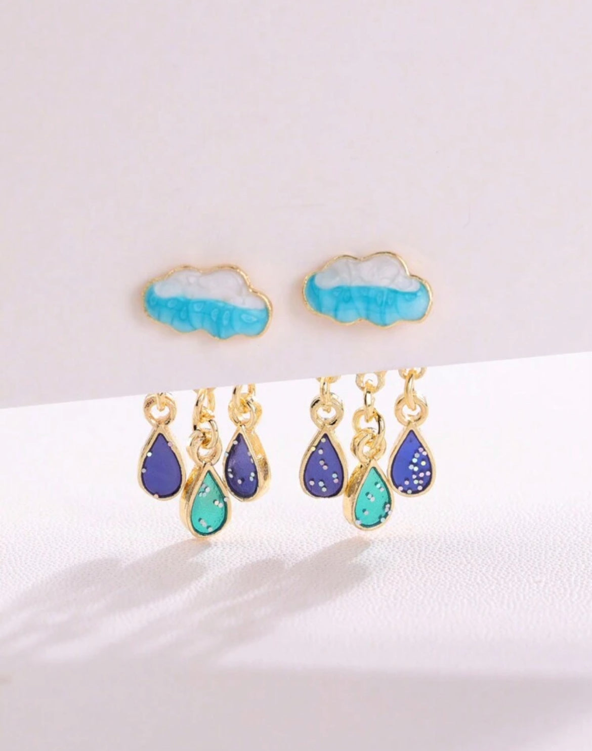 Cloud & Water-drop Decor Earring Jackets