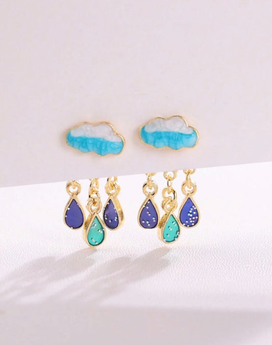Cloud & Water-drop Decor Earring Jackets