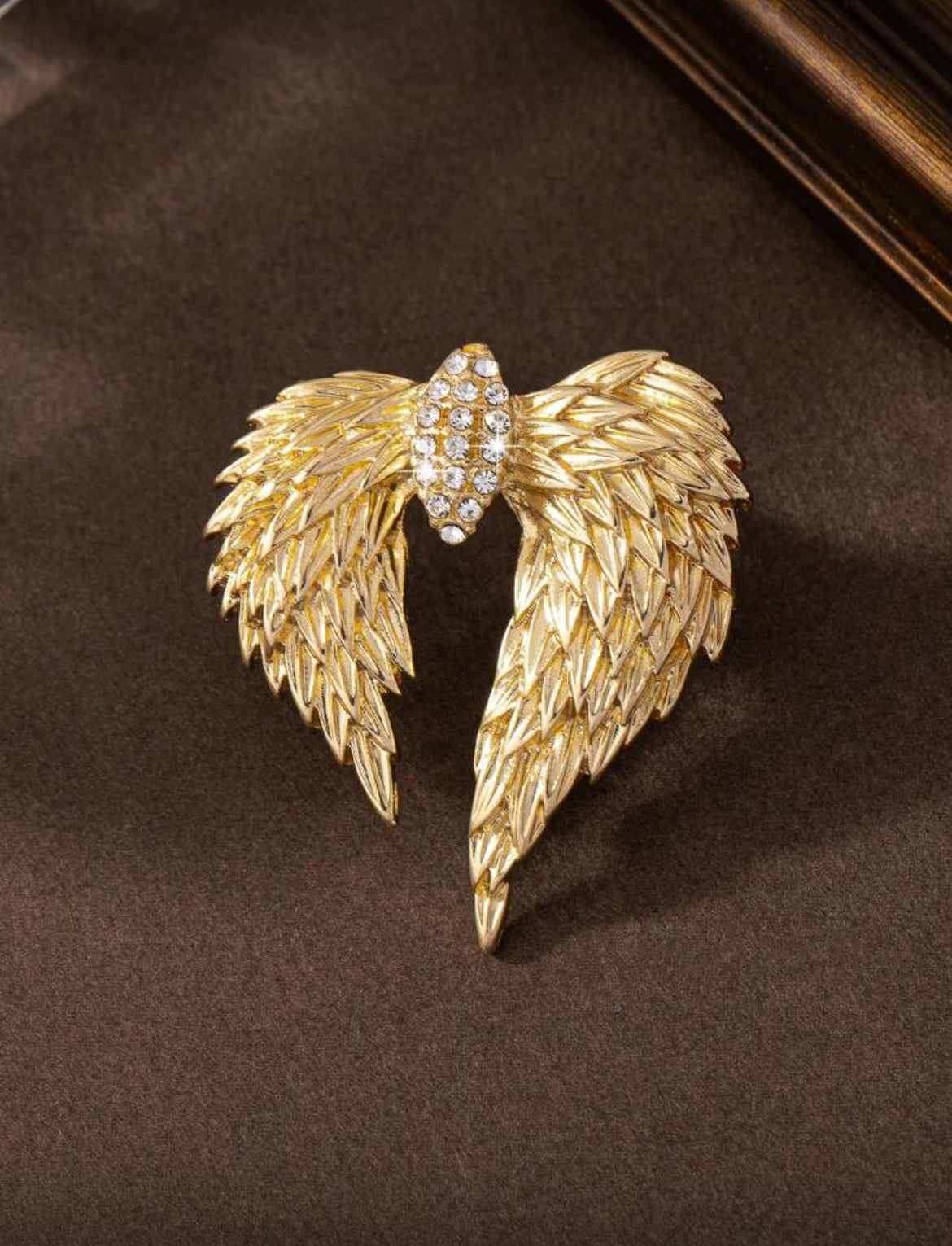 Versatile Gold-Tone Wing Fully Rhinestone Encrusted Open Ring