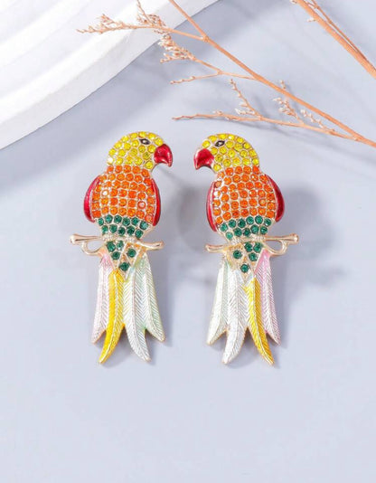 Rhinestone Bird Design Elegant Stud Earrings