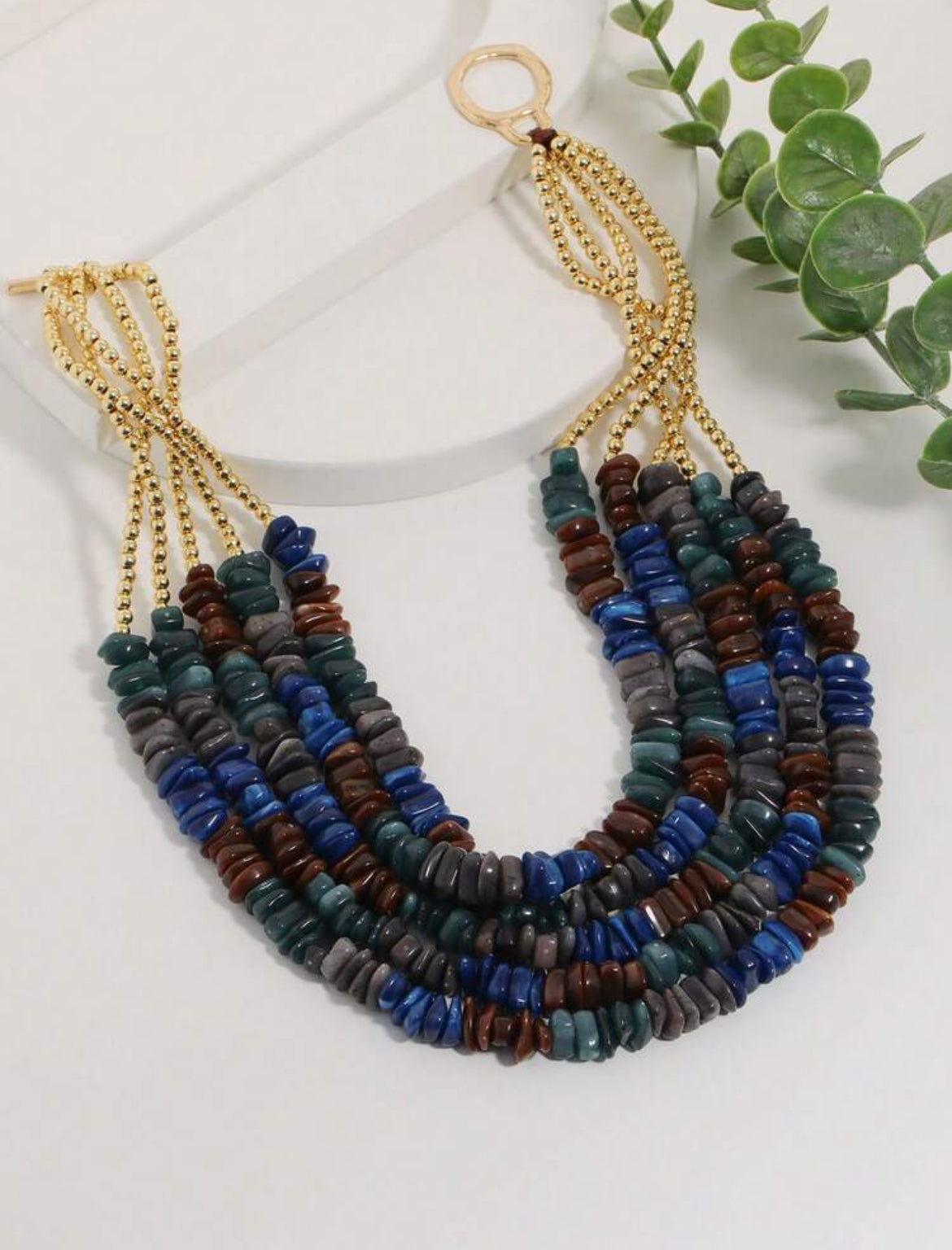 Retro Multi-Layer Beaded Necklace, Luxurious Gold Bead Combination