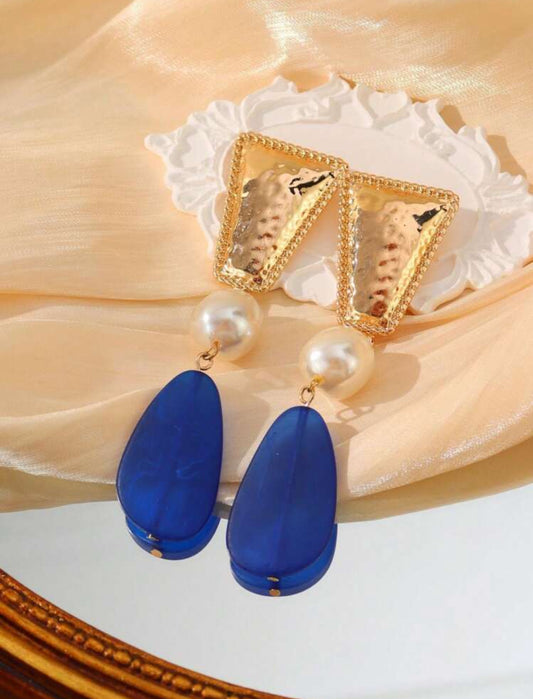 Baroque Faux Pearl & Tassel Pendant Earrings