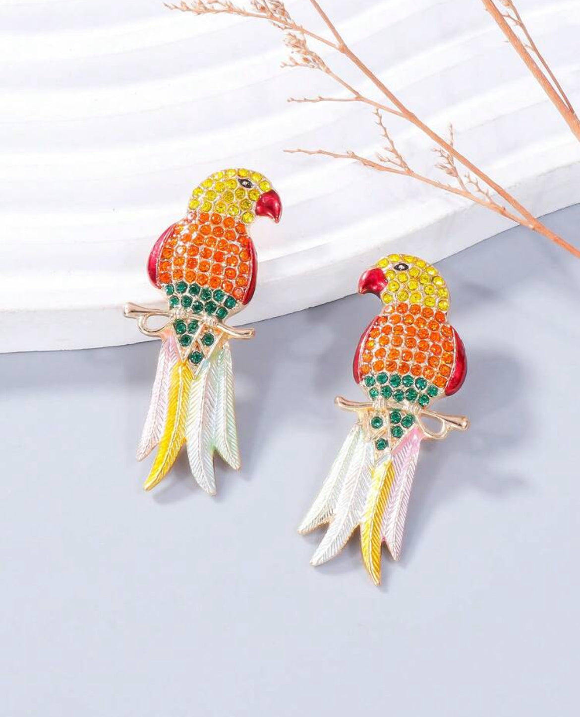 Rhinestone Bird Design Elegant Stud Earrings