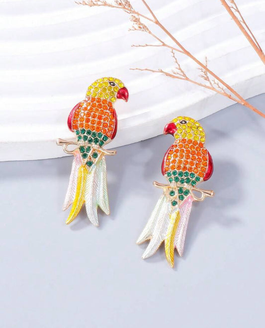 Rhinestone Bird Design Elegant Stud Earrings