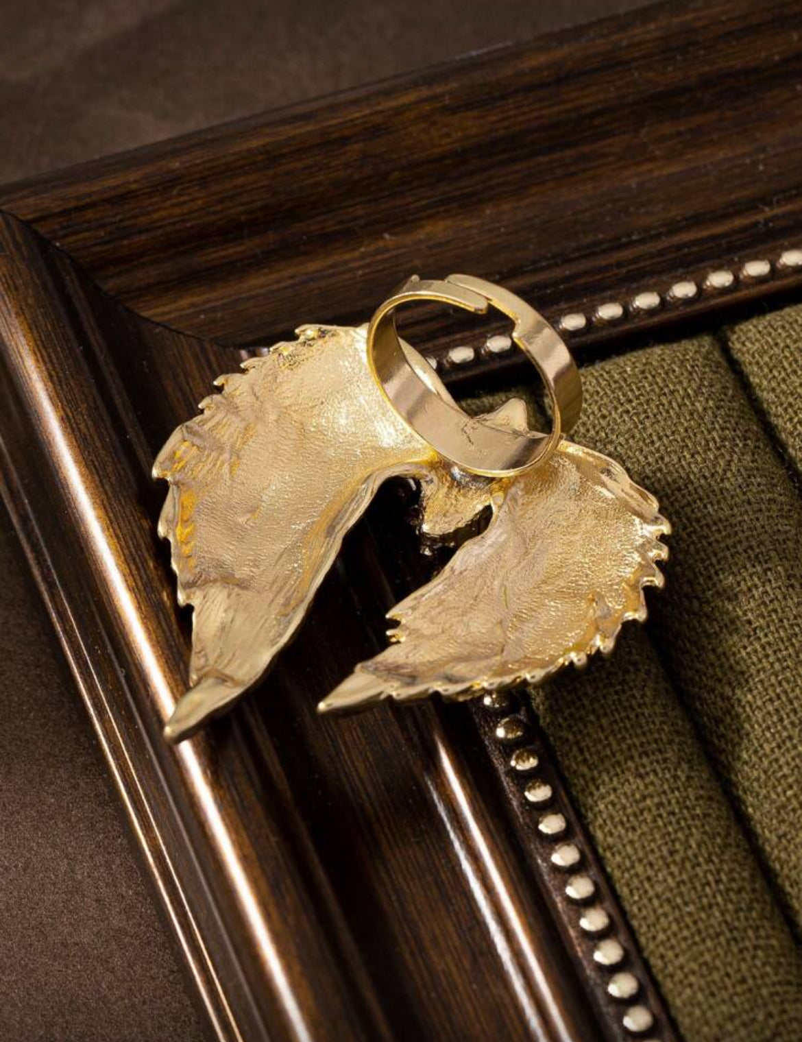 Versatile Gold-Tone Wing Fully Rhinestone Encrusted Open Ring