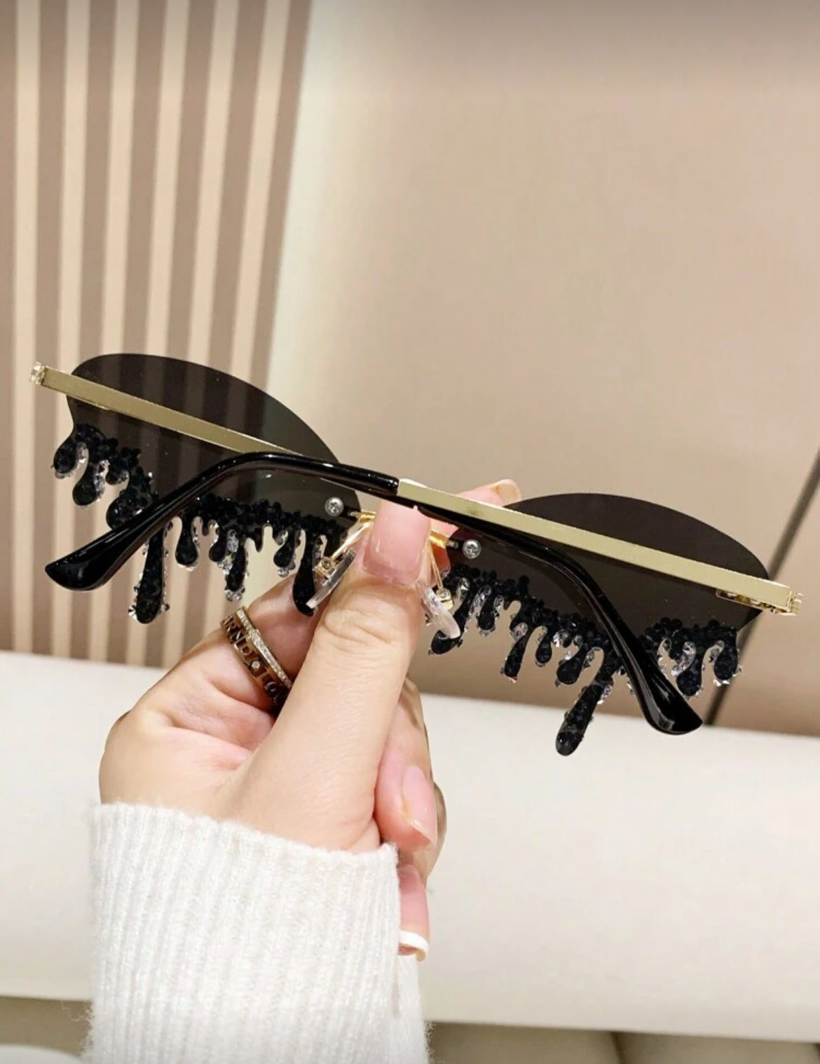Rimless Rhinestone Party Fashion Glasses