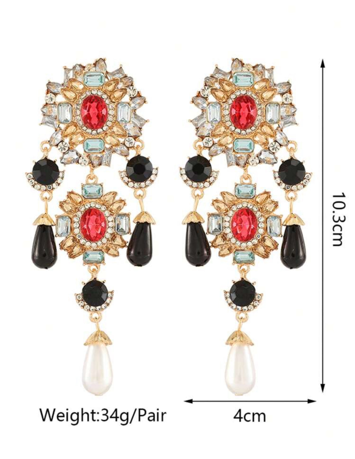 Vintage Gorgeous Rhinestone Faux Pearl Chandelier Earrings For Women Elegant Exquisite Jewelry