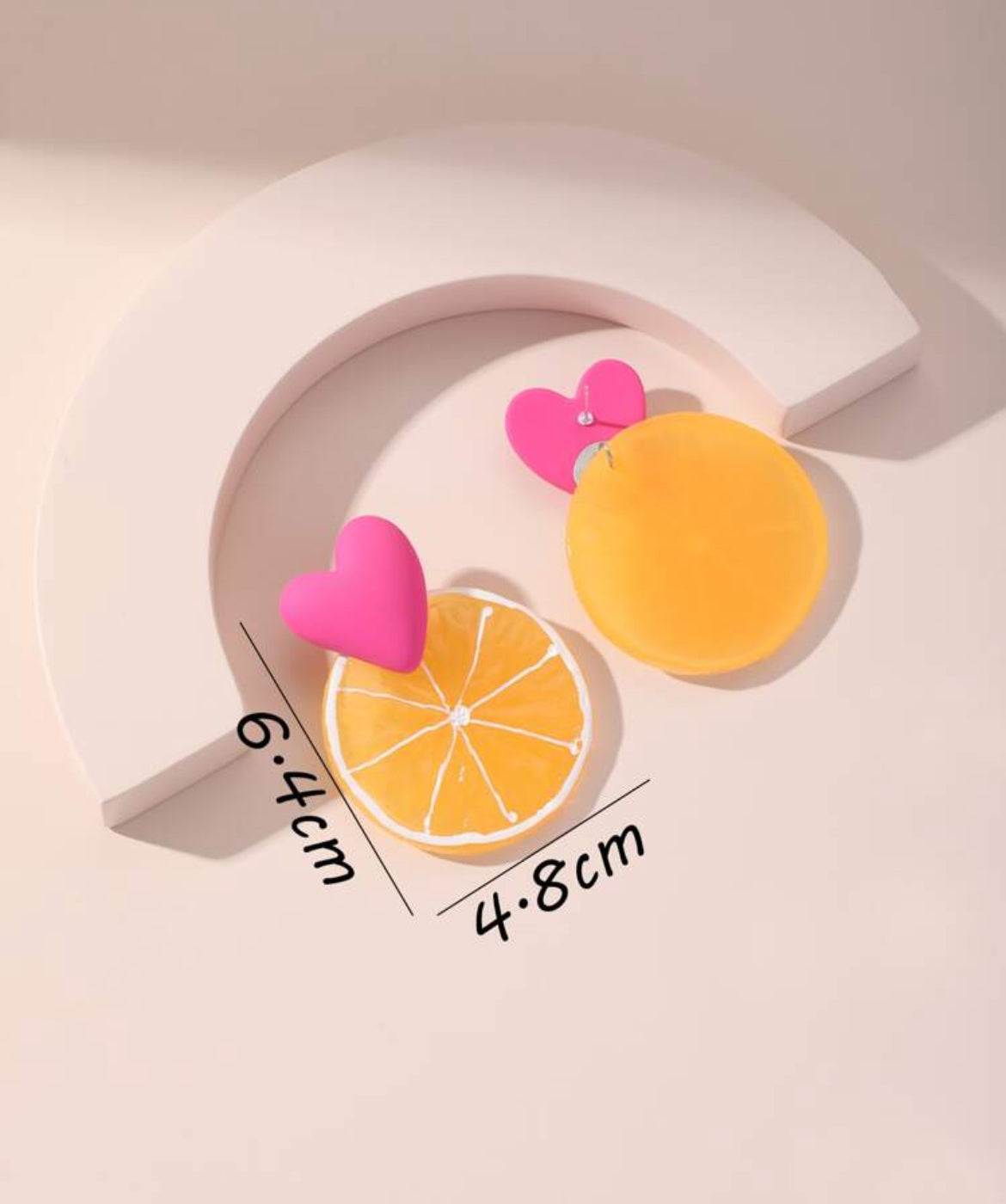 Heart & Lemon Slice Drop Earrings