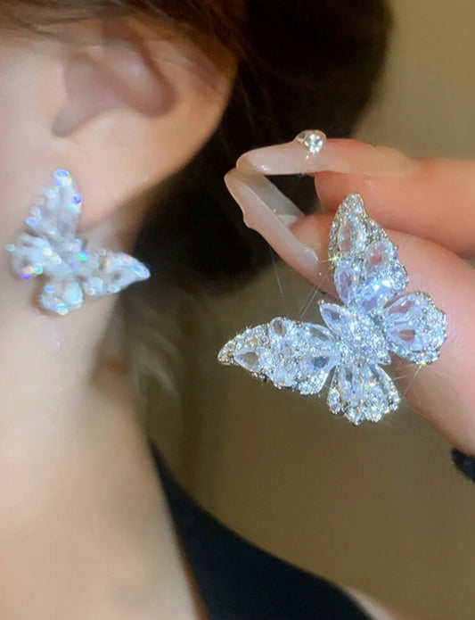 Cubic Zirconia Butterfly Stud Earrings