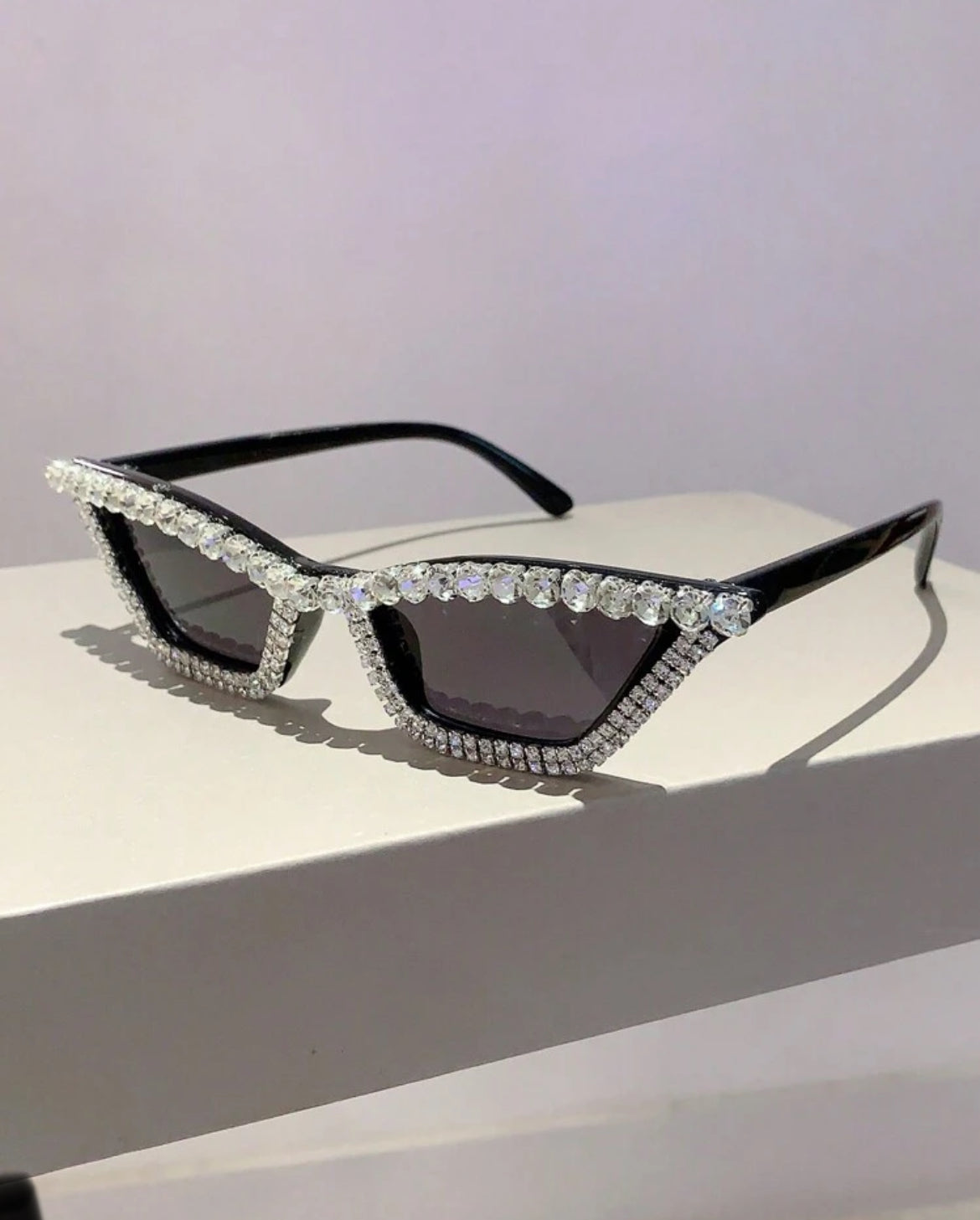 Black Cat Eye Fashion Glasses With Rhinestone Decoration