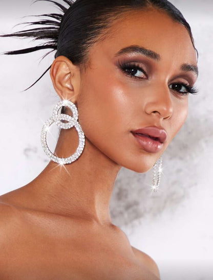 Rhinestone Circle Decor Stud Earrings