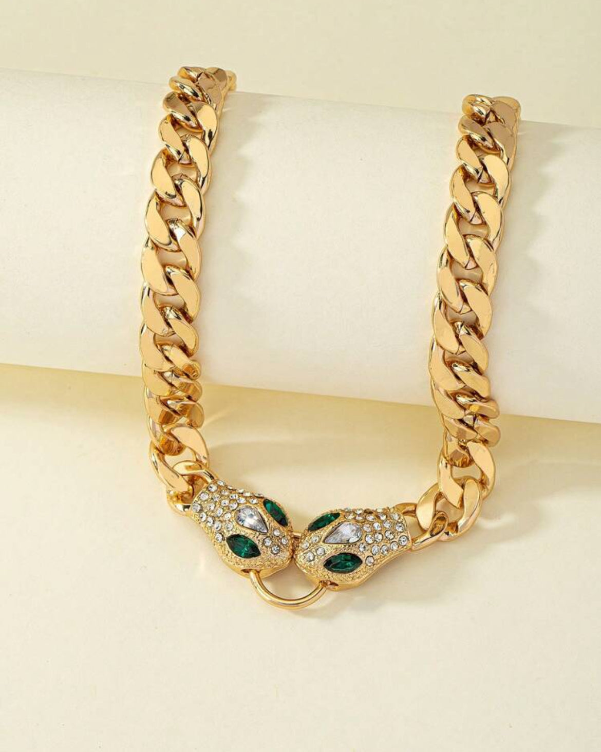 Rhinestone Snake Design Chain Necklace