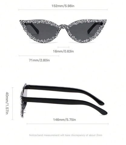 Bling Rhinestone Cat Eye Fashion Glasses/ Candy Color