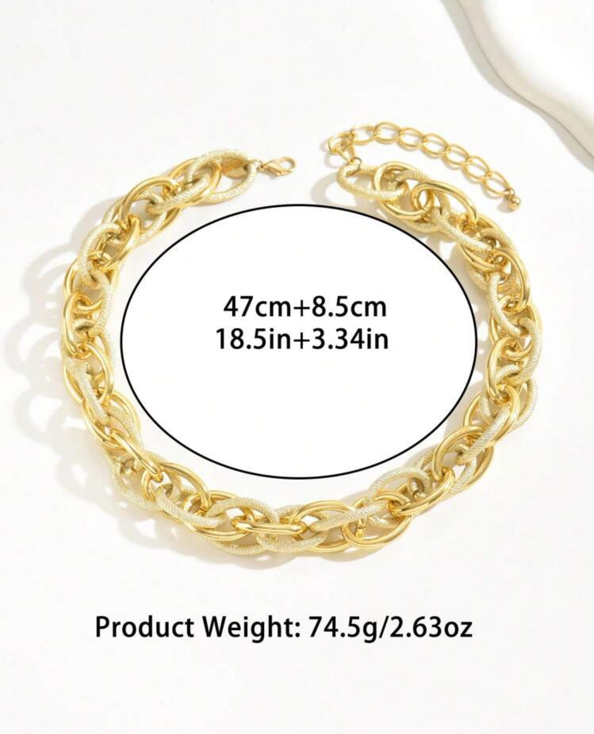 Asymmetrical Chain Necklace, Chunky Oversized Collar Lock Chain, Gold Color