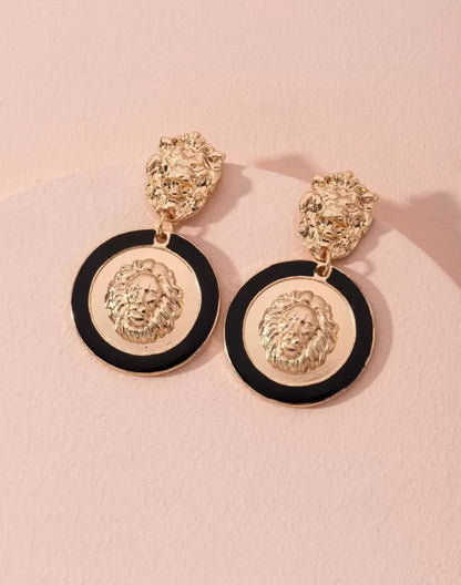 Animal Engraved Drop Earrings