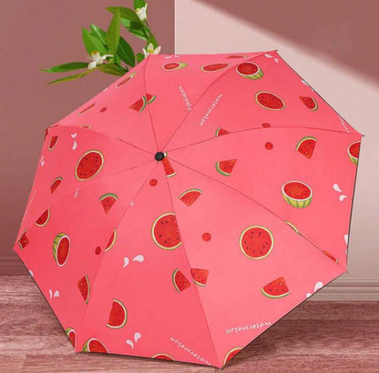 Fully Automatic One-Touch Open Watermelon Print Umbrella, 8K Sun Blocking Anti-UV Parasol, Cute Compact Folding Rainproof Umbrella, Suitable For Travel, Wedding Photography, Gift, Water Repellent