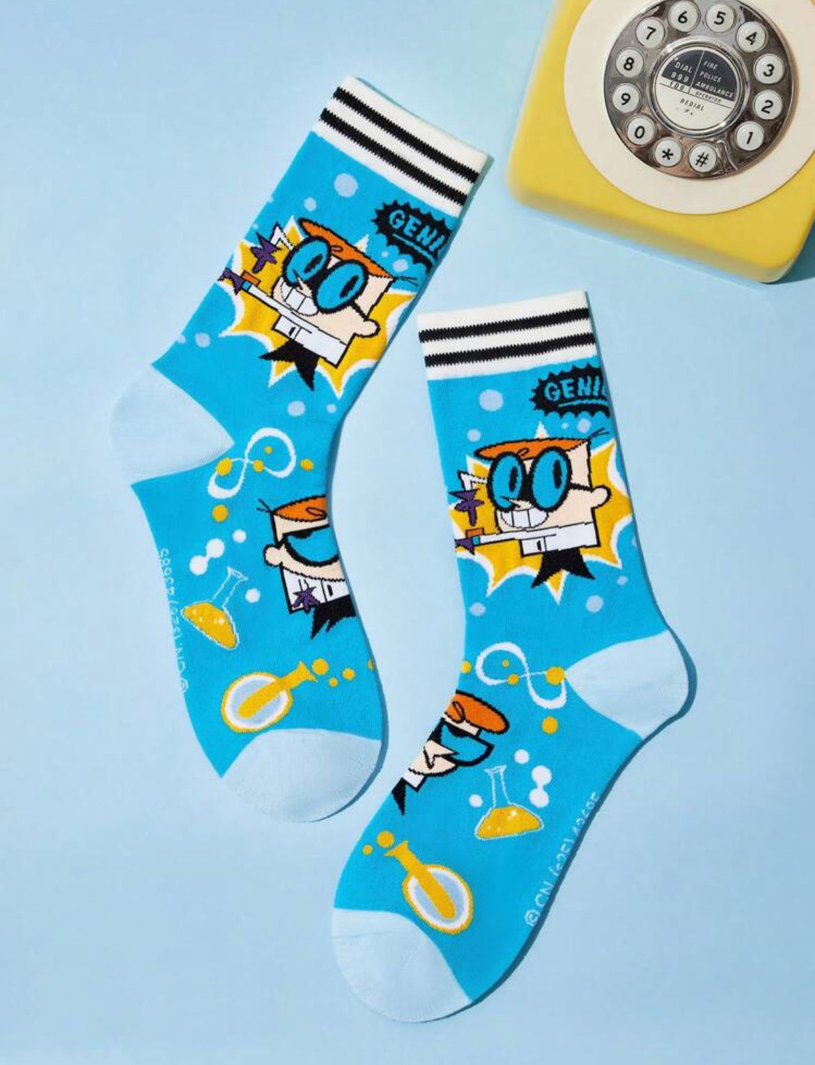Dexter's Laboratory 2 Pairs Breathable Moisture Wicking Crew Socks, Cartoon Cute Pattern, Suitable For All Seasons