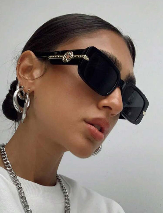 Square Glasses With Rectangle Thick Frame Vintage Shades