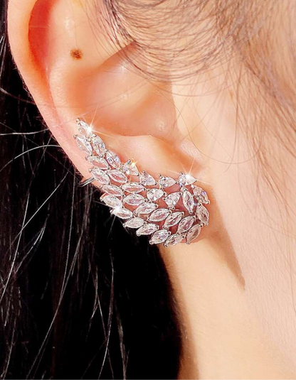 Cubic Zirconia Wing Cuff Earrings