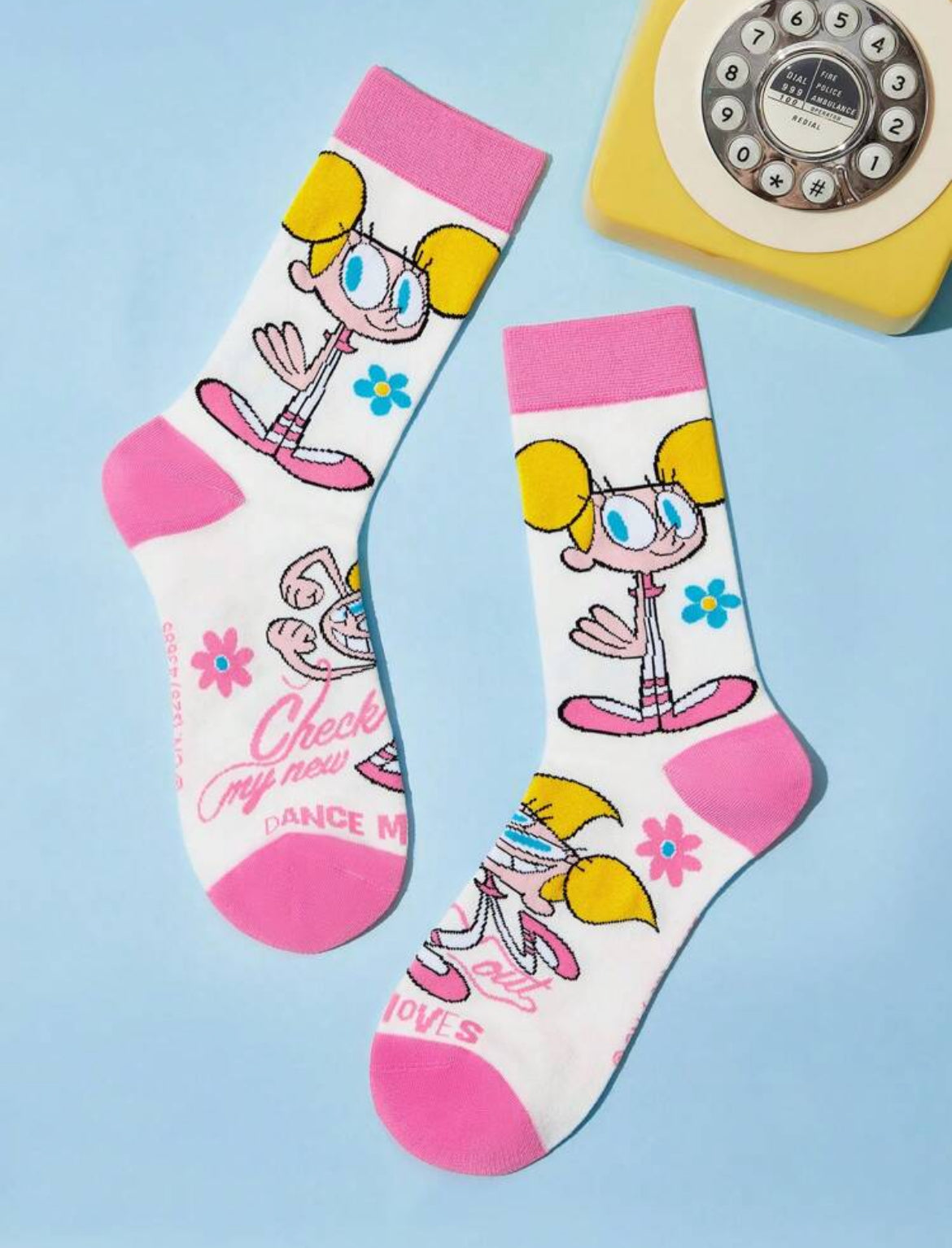 Dexter's Laboratory 2 Pairs Breathable Moisture Wicking Crew Socks, Cartoon Cute Pattern, Suitable For All Seasons