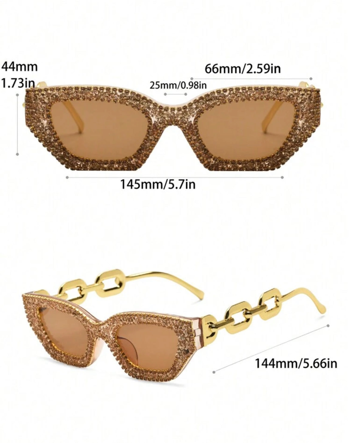 Multi-Color Cat Eye Glasses with Crystal Chain Legs