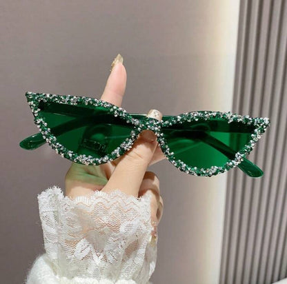 Bling Rhinestone Cat Eye Fashion Glasses/ Candy Color