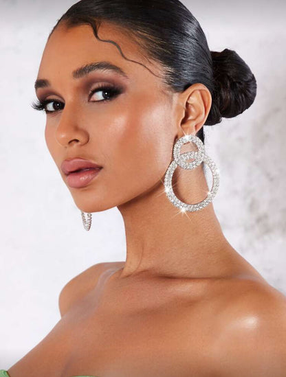 Rhinestone Circle Decor Stud Earrings