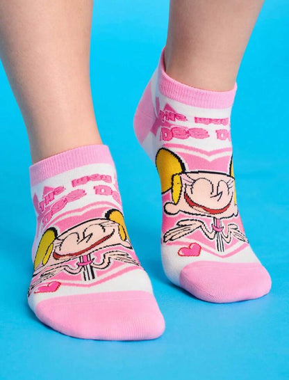Dexter's Laboratory 3 Pairs Breathable Anti-Slip Cartoon Pattern Short Socks, Reinforced Heel, All Season Wear
