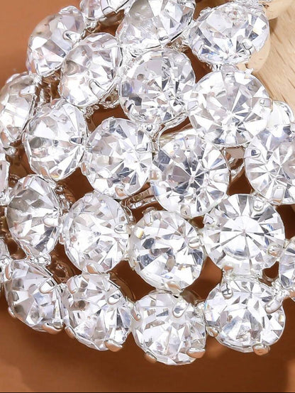 Round Crystal Heart Shaped Clip On Earrings For Women