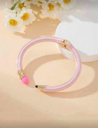 1pc Vintage Chic Pink Bracelet, Versatile Round Bangle, Lead-Free Cute Accessory, Easy To Wear, Lovely Gift For Friends