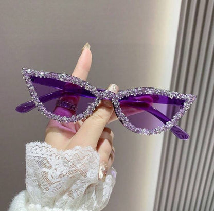 Bling Rhinestone Cat Eye Fashion Glasses/ Candy Color