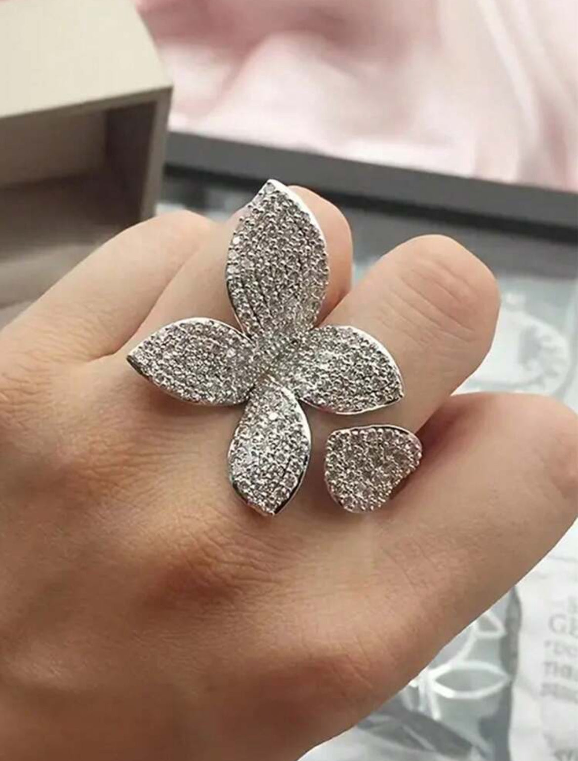 1pc Elegant Cubic Zirconia Butterfly Ring, Women's Wedding Engagement Party Jewelry, Gift