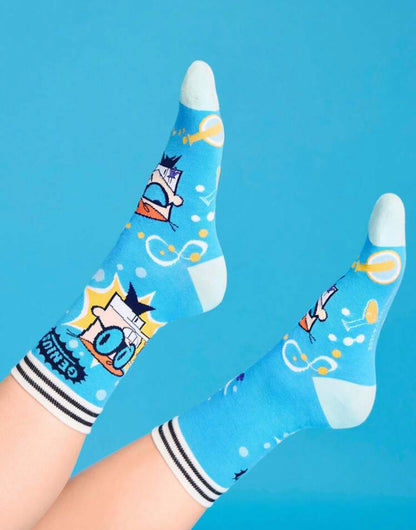 Dexter's Laboratory 2 Pairs Breathable Moisture Wicking Crew Socks, Cartoon Cute Pattern, Suitable For All Seasons