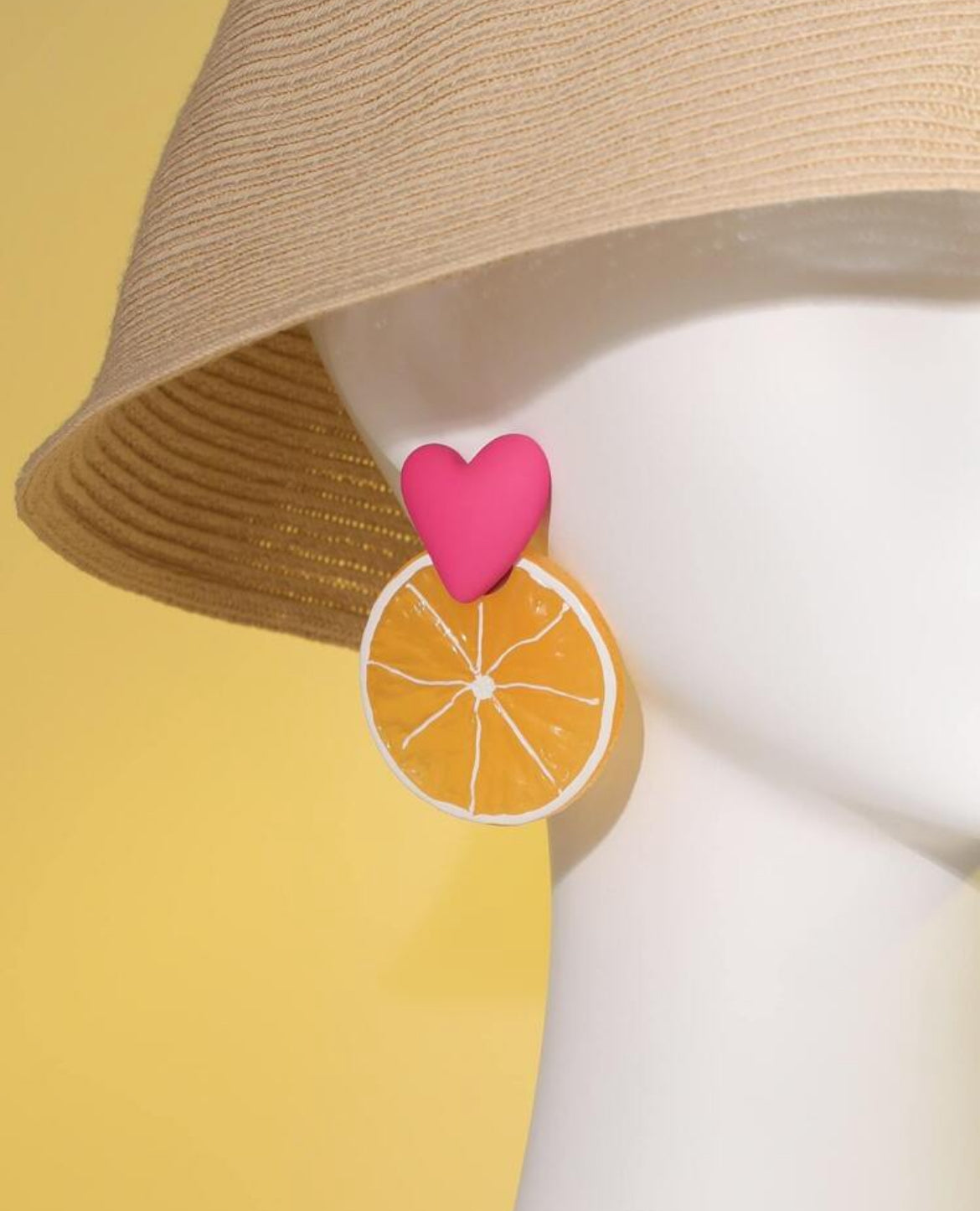 Heart & Lemon Slice Drop Earrings
