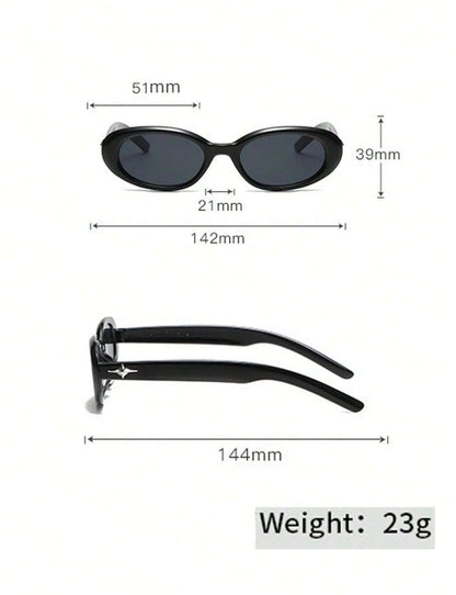 Black Oval Fashion Glasses With Star Decoration