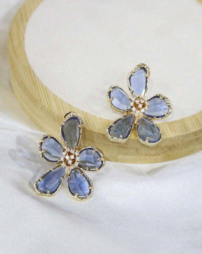 Exaggerated Crystal Flower Earrings