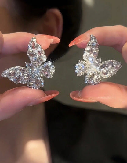 Cubic Zirconia Butterfly Stud Earrings